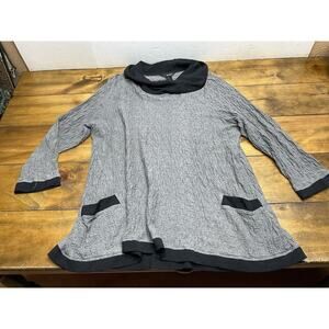 Ali Miles Tunic Top Shirt Size 3X Stretch Pockets Crinkle Cowl Neck Blouse